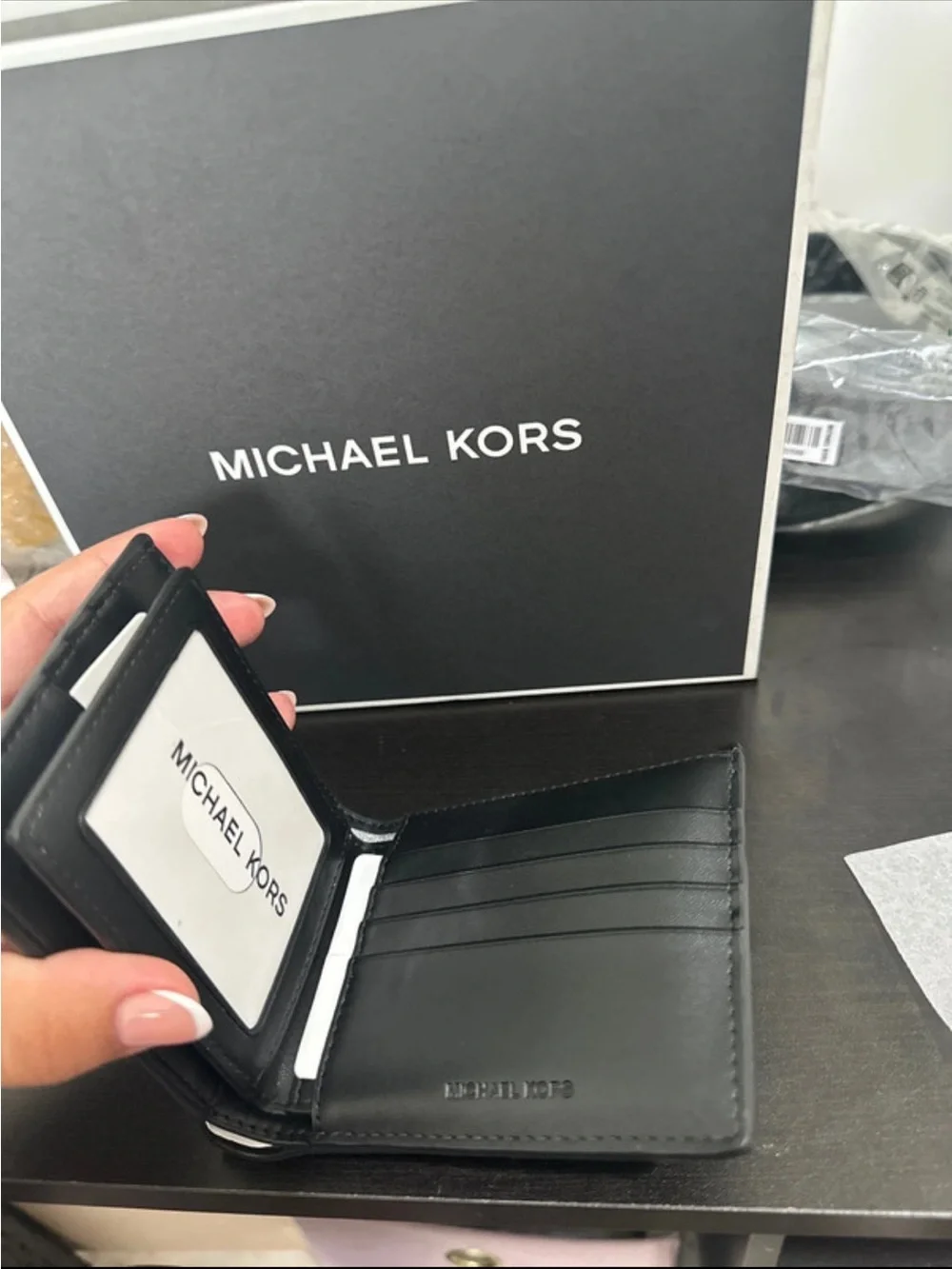 Michael Kors Black Men's MK Logo Bi-Fold Wallet